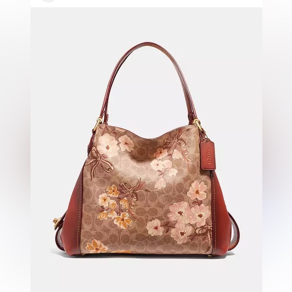 Coach 54651  Prairie Coated Canvas Signature Edie 31 Shoulder florals bag brown - Picture 1 of 16